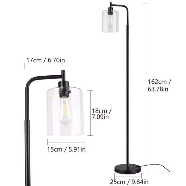 Elegant Nordic-Inspired Metal LED Floor Lamp with Glass Shade