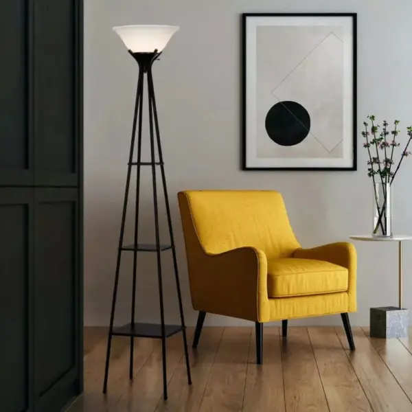 103504-3911cb.webp 69" Charcoal Metal Floor Lamp with Built-In Shelves for Home Decor