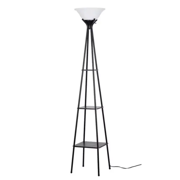 103504-418f93.webp 69" Charcoal Metal Floor Lamp with Built-In Shelves for Home Decor