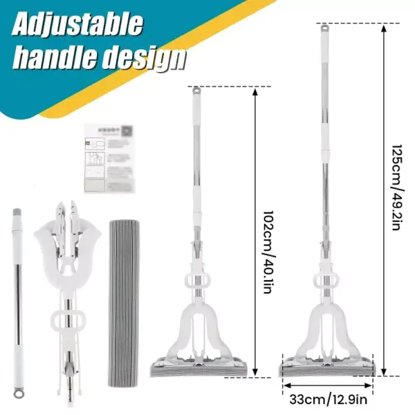 Adjustable Telescopic Sponge Mop with Super Absorbent Dual-Use Head