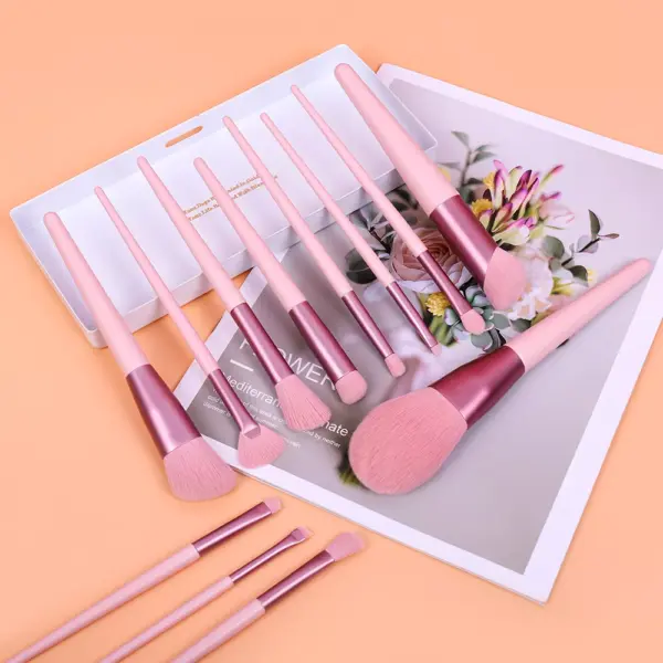 12-Piece Pink Makeup Brush Set for Foundation, Powder, Blush & Eyeshadow