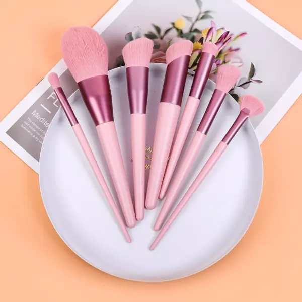 12-Piece Pink Makeup Brush Set for Foundation, Powder, Blush & Eyeshadow