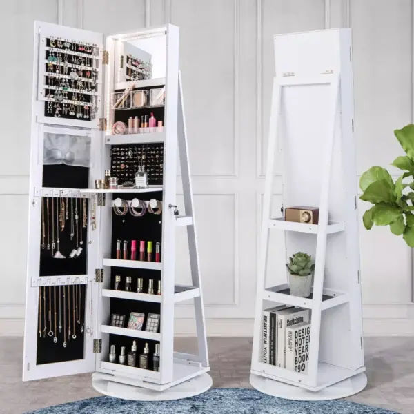 96455-003184.webp Full Length Mirror Jewelry Armoire with LED Lights