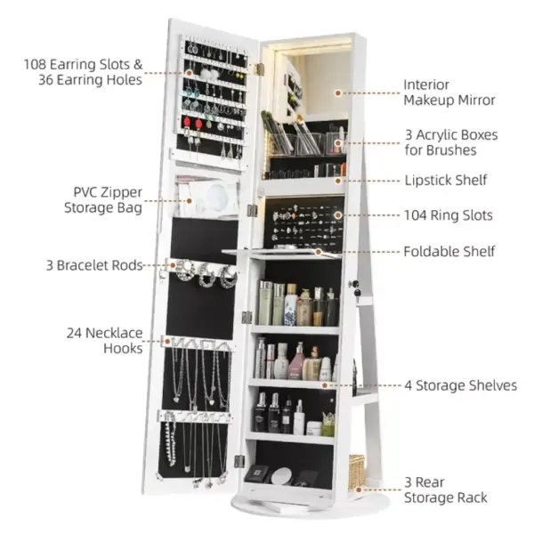 96455-0338f0.webp Full Length Mirror Jewelry Armoire with LED Lights