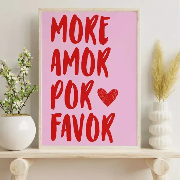 Colorful "More Amor Por Favor" Canvas Wall Art