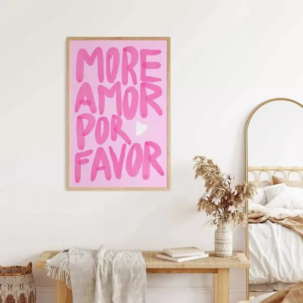 Colorful "More Amor Por Favor" Canvas Wall Art
