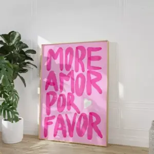 Colorful "More Amor Por Favor" Canvas Wall Art