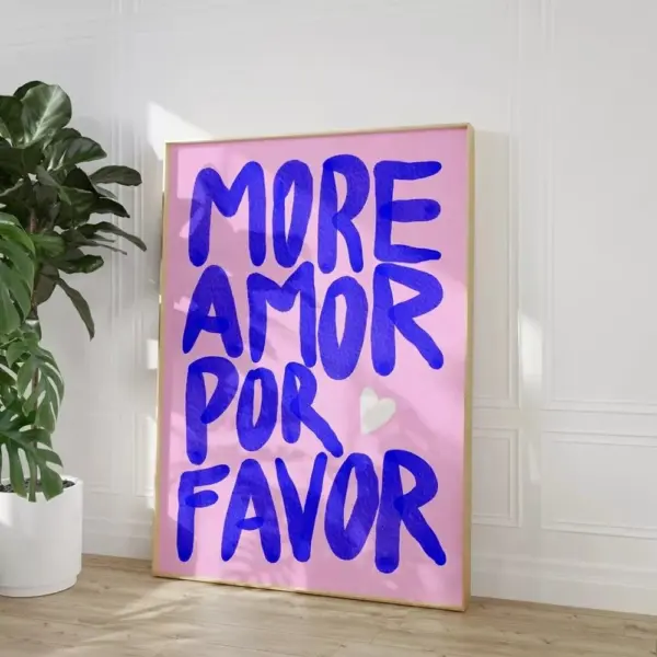 Colorful "More Amor Por Favor" Canvas Wall Art
