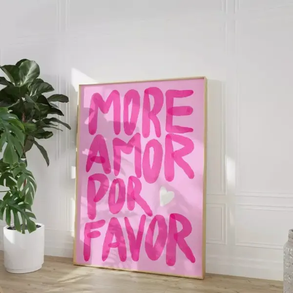 Colorful "More Amor Por Favor" Canvas Wall Art
