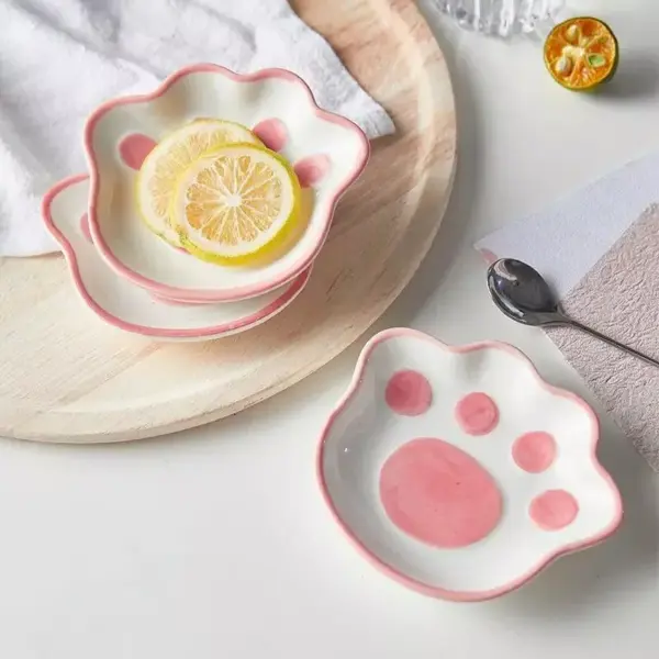 96807-fa74d5.webp Cute Cat's Paw Ceramic Dessert Plate