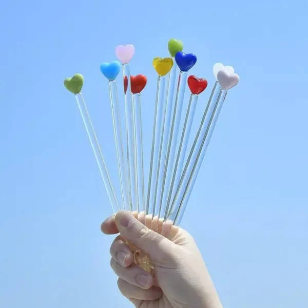 96810-249a87.webp Colorful Heart-Shaped Glass Stirring Rod for Drinks & Decor