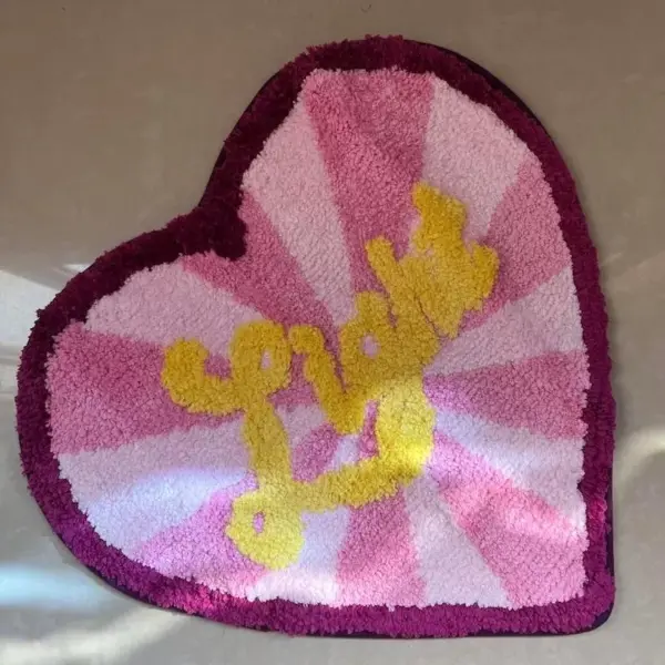 Cozy Red Heart Fleece Rug