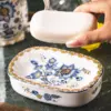 Elegant French Ceramic Soap Dish with Drain
