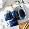 Elegant Blue Starry Sky Ceramic Bathroom Set