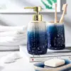 Elegant Blue Starry Sky Ceramic Bathroom Set