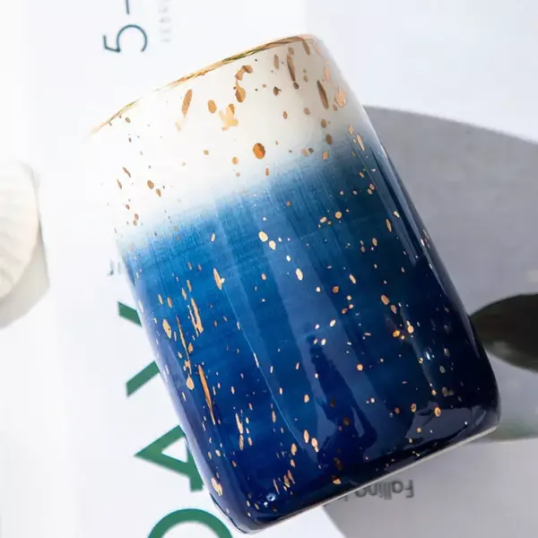 Elegant Blue Starry Sky Ceramic Bathroom Set