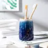 Elegant Blue Starry Sky Ceramic Bathroom Set