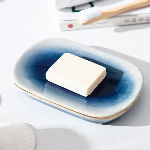 Elegant Blue Starry Sky Ceramic Bathroom Set