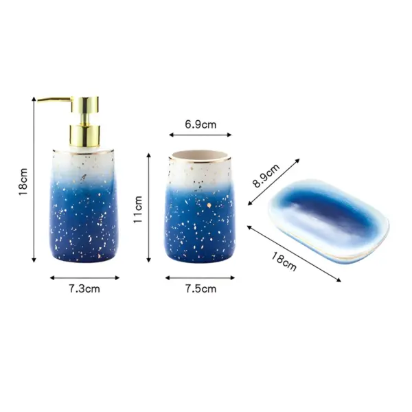 Elegant Blue Starry Sky Ceramic Bathroom Set