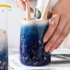 Elegant Blue Starry Sky Ceramic Bathroom Set