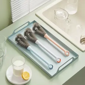 360° Long Handle Baby Bottle Brush - Soft Food-Grade Cleaning Brush