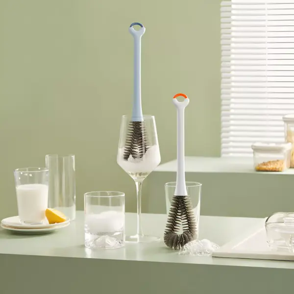 360° Long Handle Baby Bottle Brush - Soft Food-Grade Cleaning Brush