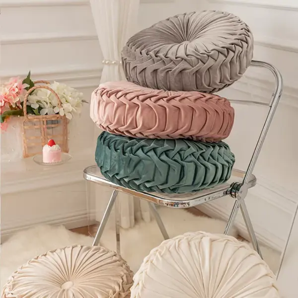 Round Velvet Pumpkin Pillow - Soft Dandelion Cushion for Sofa & Tatami