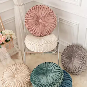 98562-7ea253.webp Round Velvet Pumpkin Pillow - Soft Dandelion Cushion for Sofa & Tatami