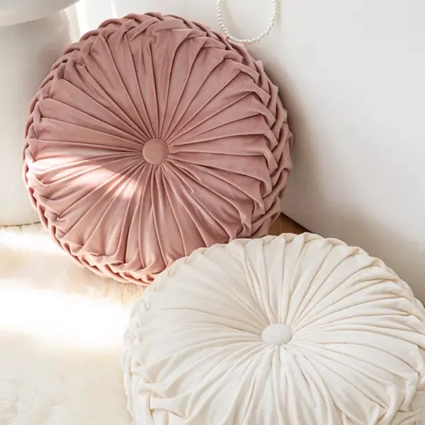 Round Velvet Pumpkin Pillow - Soft Dandelion Cushion for Sofa & Tatami