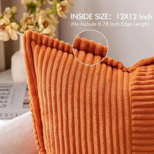 Striped Corduroy Throw Pillow Cover 18x18 Inch – Decorative Cushion Cover