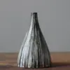 Striped Ceramic Vase - Japanese Style, Handcrafted Tabletop Flower Vase, Simple Decor