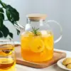 Transparent Glass Teapot with Wooden Lid