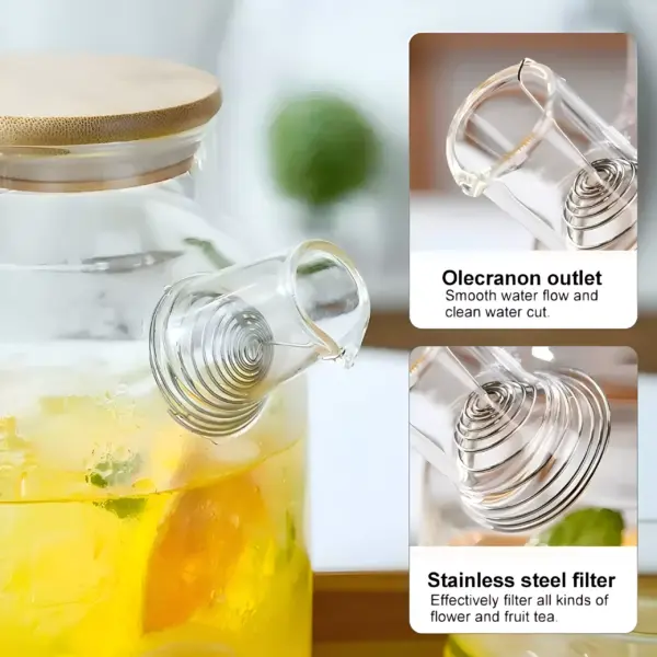 Transparent Glass Teapot with Wooden Lid