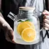 Transparent Glass Teapot with Wooden Lid