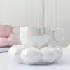 Flower-Shaped Ceramic Cappuccino Coffee Cup and Saucer Set