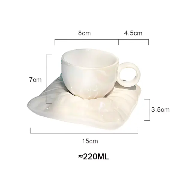 Flower-Shaped Ceramic Cappuccino Coffee Cup and Saucer Set