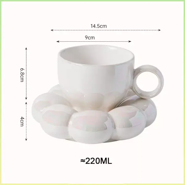 Flower-Shaped Ceramic Cappuccino Coffee Cup and Saucer Set