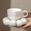 Flower-Shaped Ceramic Cappuccino Coffee Cup and Saucer Set