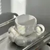 Flower-Shaped Ceramic Cappuccino Coffee Cup and Saucer Set