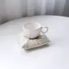 Flower-Shaped Ceramic Cappuccino Coffee Cup and Saucer Set