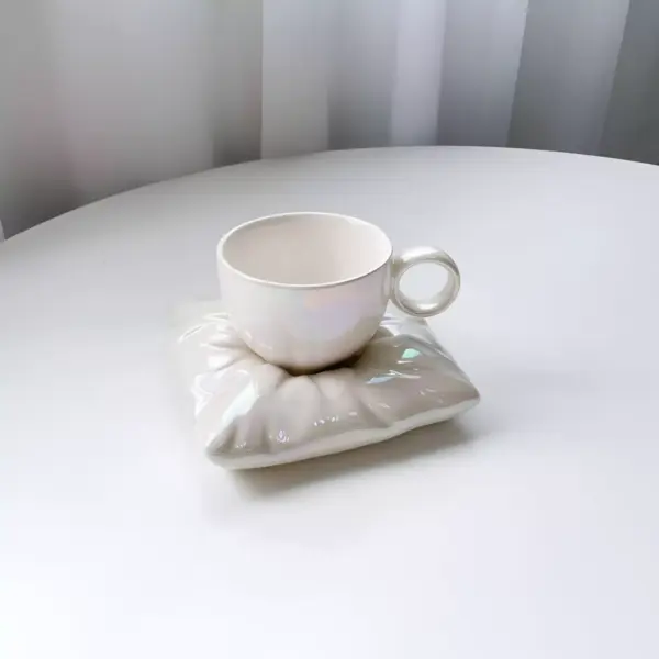 Flower-Shaped Ceramic Cappuccino Coffee Cup and Saucer Set