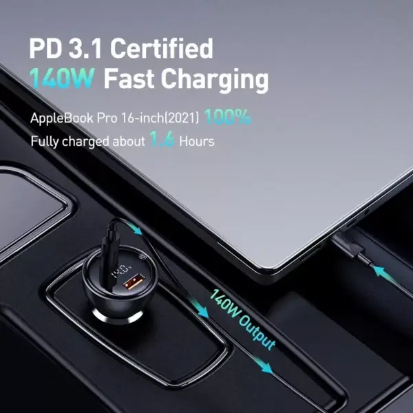 99437-300216.webp 140W PD3.1 Car Charger for Apple MacBook, iPhone 16 & More