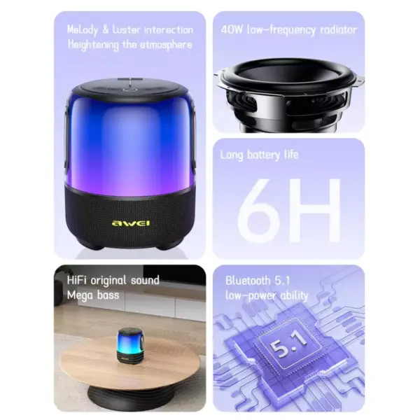99730-662318.webp 40W Portable Bluetooth Speaker with Waterproof Subwoofer & LED Lights