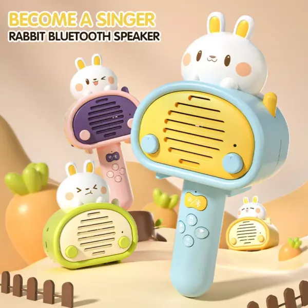 Cartoon Rabbit Handheld Wireless Karaoke Microphone for Kids