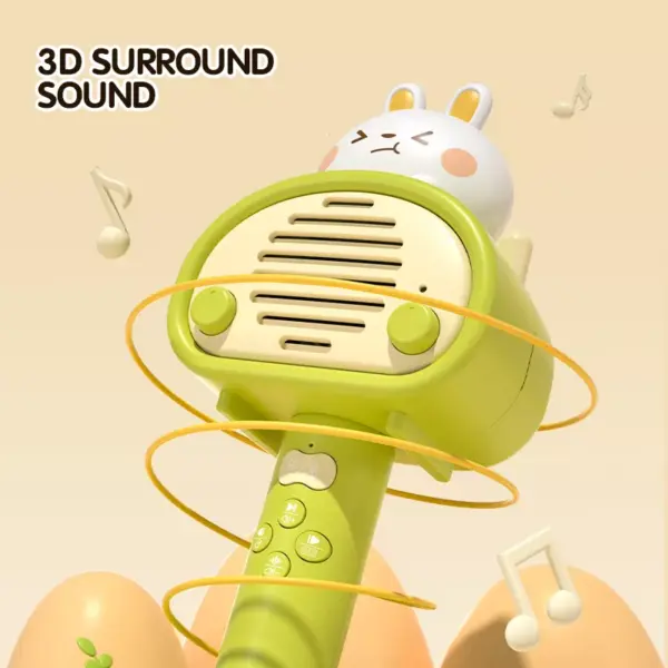 Cartoon Rabbit Handheld Wireless Karaoke Microphone for Kids