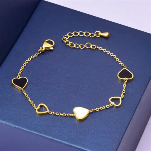 105747-39018b.webp Heart Charm Stainless Steel Bracelet with Natural Seashell Embeds for Women