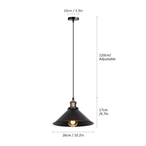 106402-076669.webp Vintage Industrial Pendant Light - Black Loft Hanging Chandelier for Kitchen, Dining & Living Spaces