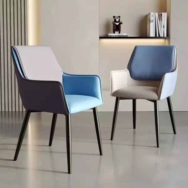 106403-21a17e.webp Luxury Minimalist Modern Dining Chair with Armrests - Ergonomic PU Leather Office & Kitchen Seating
