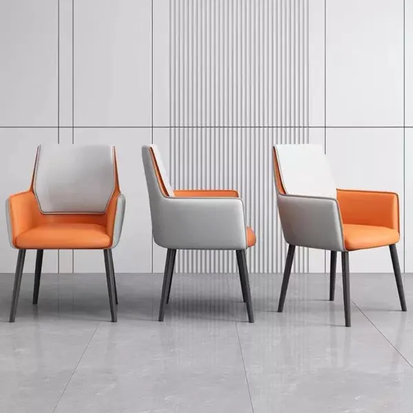 106403-2a5828.webp Luxury Minimalist Modern Dining Chair with Armrests - Ergonomic PU Leather Office & Kitchen Seating