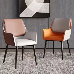 106403-89161a.webp Luxury Minimalist Modern Dining Chair with Armrests - Ergonomic PU Leather Office & Kitchen Seating